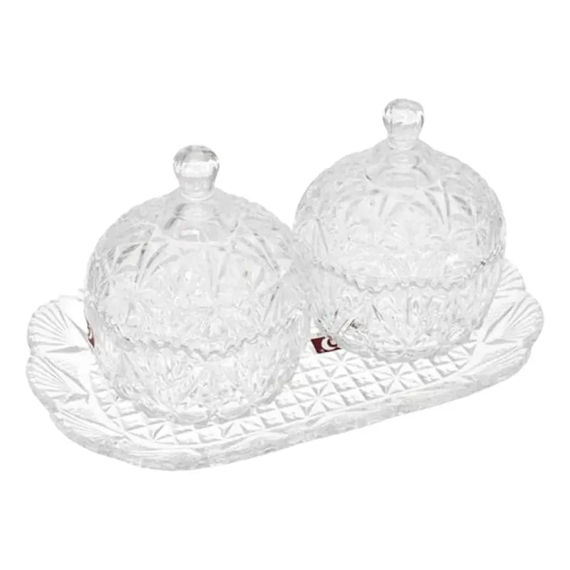 Azucarero De Vidrio Con Bandeja De 10.5cm X 13cm Vidrio