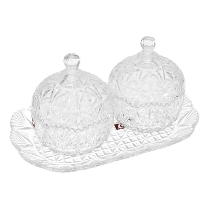 Azucarero De Vidrio Con Bandeja De 10.5cm X 13cm Vidrio