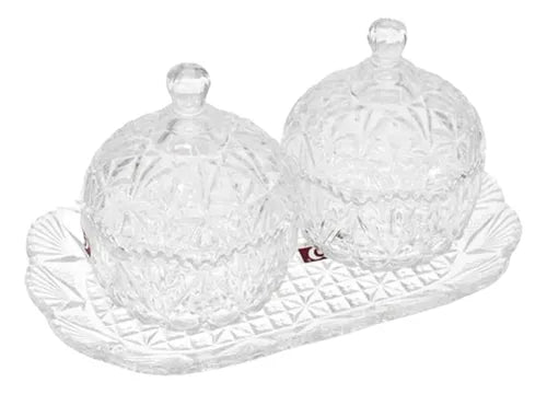 Azucarero De Vidrio Con Bandeja De 10.5cm X 13cm Vidrio