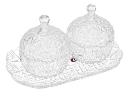 Azucarero De Vidrio Con Bandeja De 10.5cm X 13cm Vidrio
