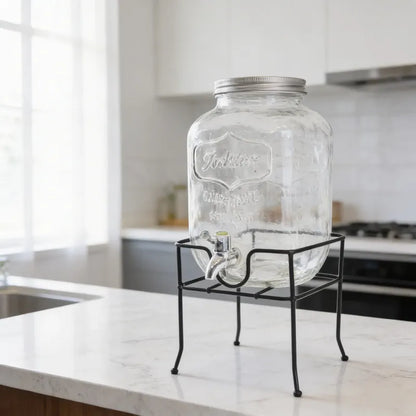 Dispensadores De Vidrio Para Bebidas Y Jugos Con Atril 5lts Vidrio