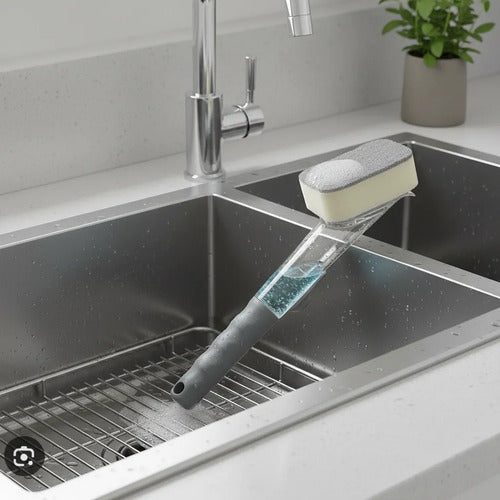 Esponja Limpiador De Loza Con Dispensador De Jabon 23.5cm Gris Oscuro