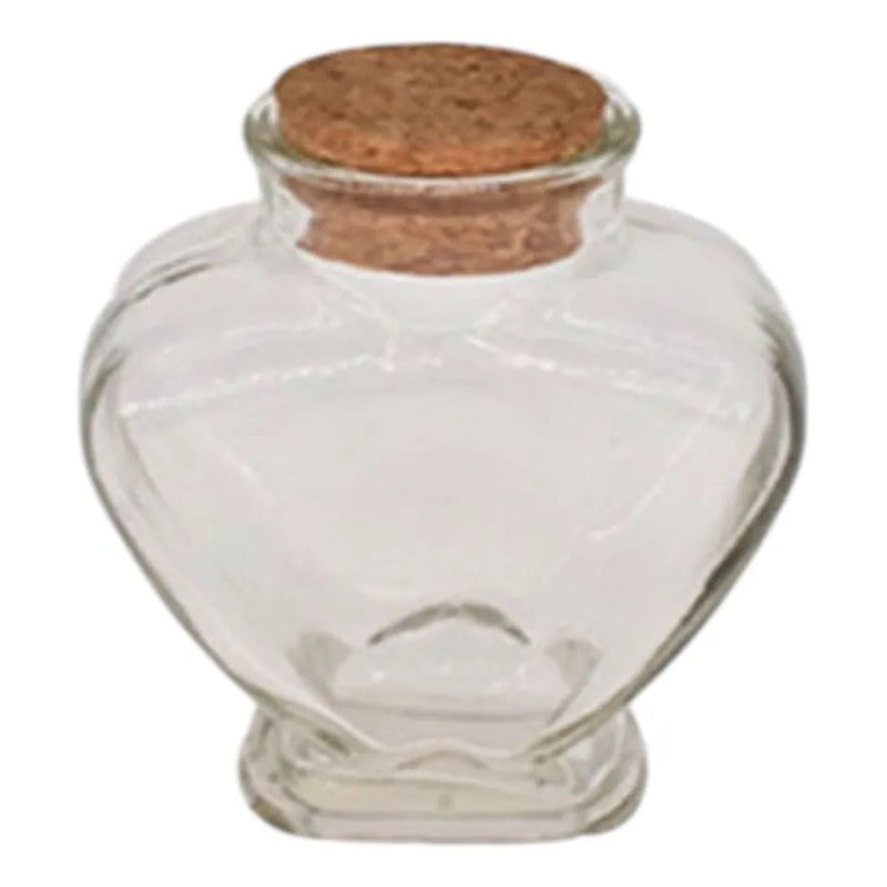 Pack 12frasco De Vidrio En Forma De Corazón Con Corcho 150ml Vidrio