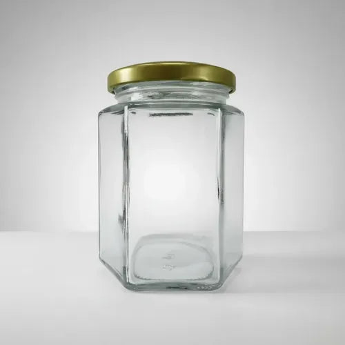 Pack 2 Frascos De Vidrio Hexagonal 500 Ml Hermético Vidrio