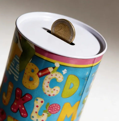 Pack 3 Alcancía Metálica Estampada Ahorro Monedas Infantil Alcancia Varios