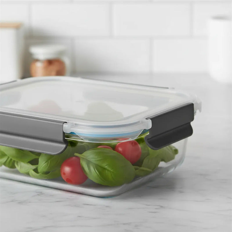 Pack 2 Tupper Hermético Vidrio 1040ml Transparente