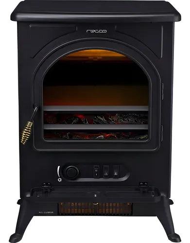 Estufa Eléctrica Calefactor Chimenea Clásica 1800w Aire Forz Negro