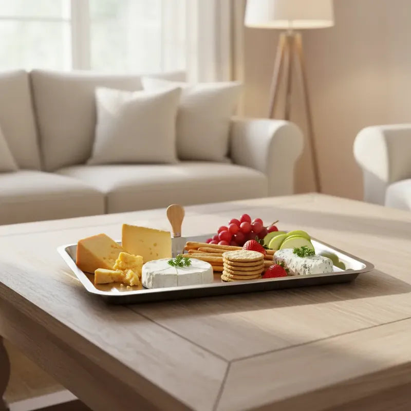 Bandeja De Acero Inoxidable 45 X 35 2cm Plateado