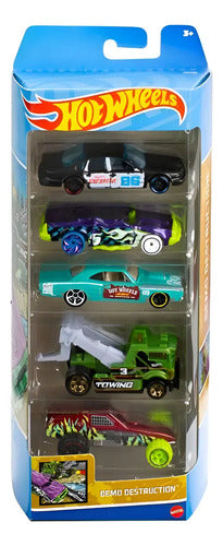 Hot Wheels Basics Pack 5 Carros Demo Destruction - Mattel Colorido