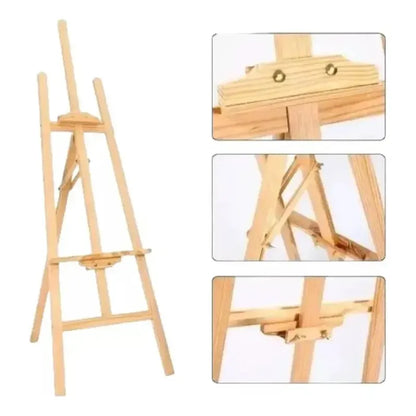 Atril Caballete Ajustable Madera Tope Altura De 1,75mts Pro Madera Natural