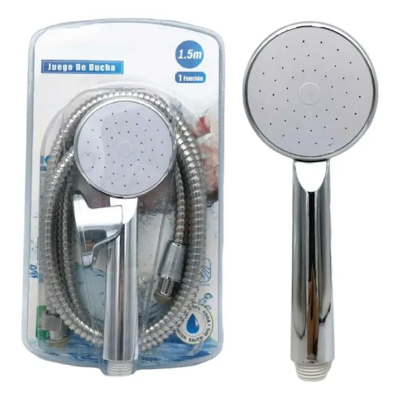 Kit De Ducha Teléfono+ Flexible De 1,5mts + Soporte Plateado