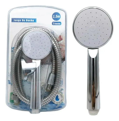 Kit De Ducha Teléfono+ Flexible De 1,5mts + Soporte Plateado