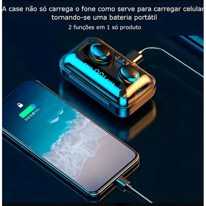 Audífonos Inalámbricos Bluetooth F9 Negro Luz Led In-ear Luz Azul Marino