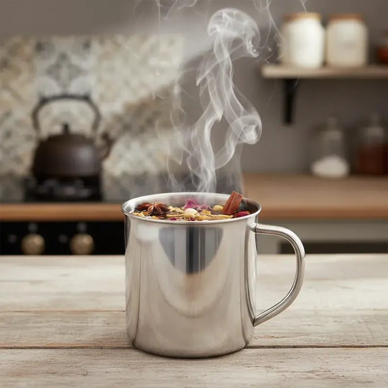Taza De Té Con Tapa De 10 Cm - Ideal Para  Bebidas Calientes Acero Inoxidable Taza
