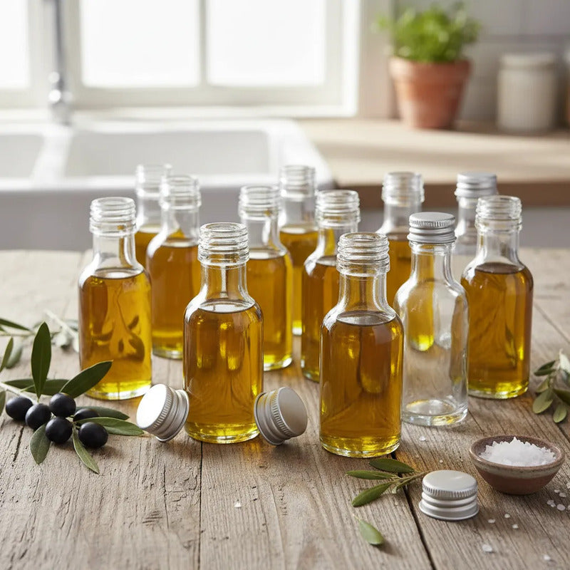 Pack 12 Frascos De Vidrio Ideal Para  Aceite O Esencias Vidrio