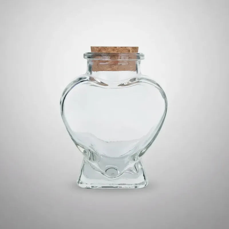 Pack 12frasco De Vidrio En Forma De Corazón Con Corcho 150ml Vidrio