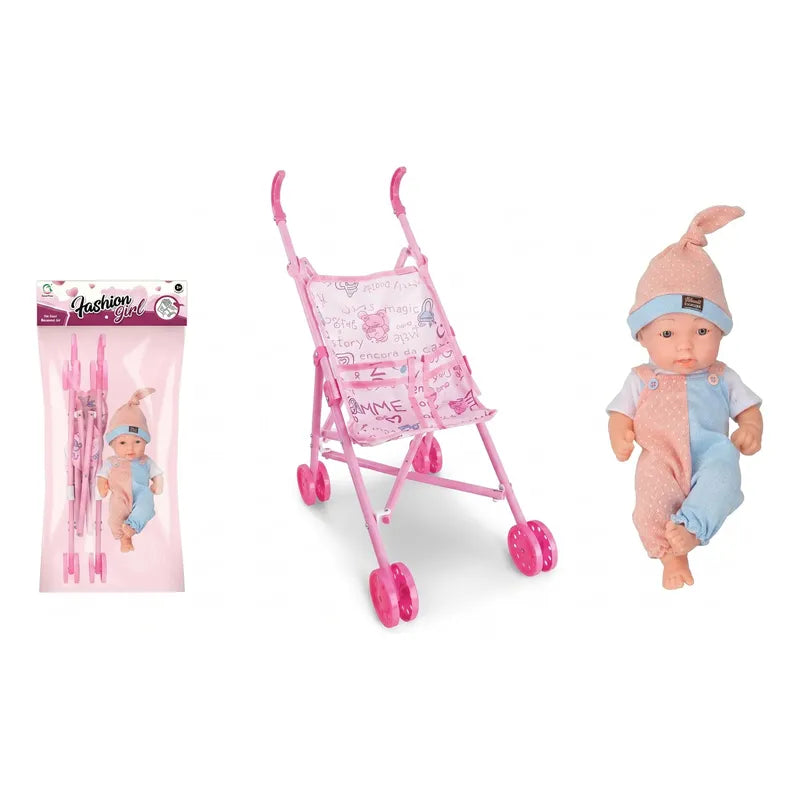 Muñeca Con Coche De Juguete Rosa