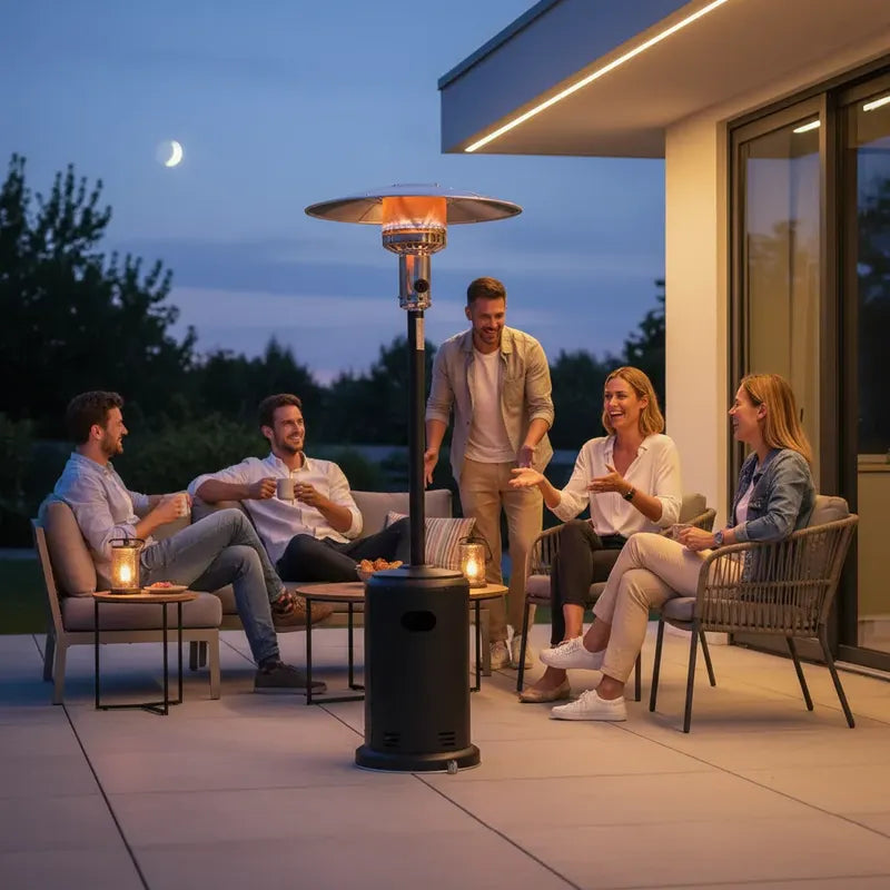 Estufa Patio Exterior A Gas 13kw Calefactor Terraza Jardín T Negro