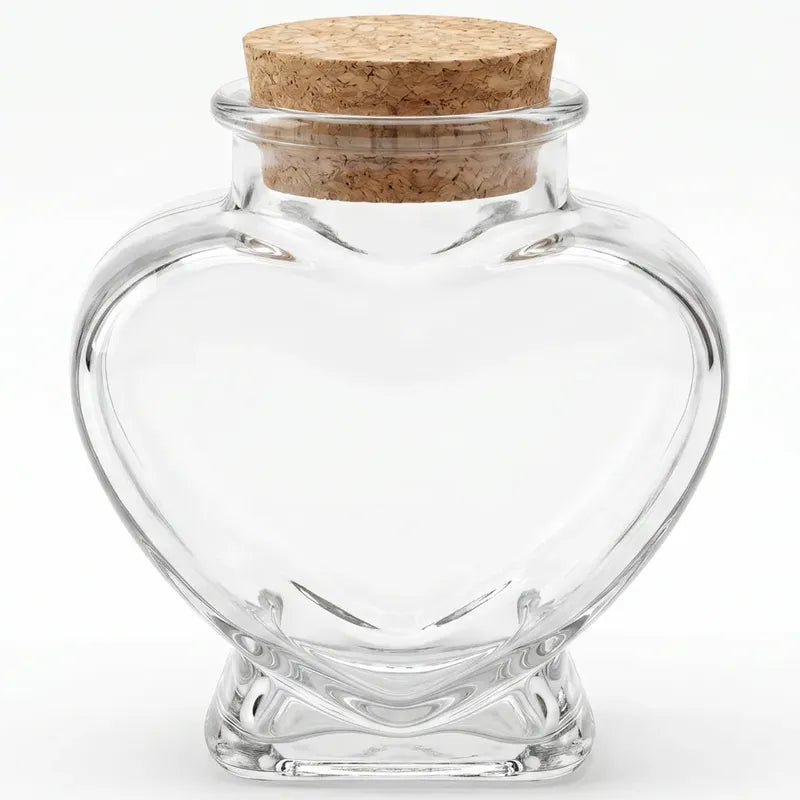 Pack 12frasco De Vidrio En Forma De Corazón Con Corcho 150ml Vidrio