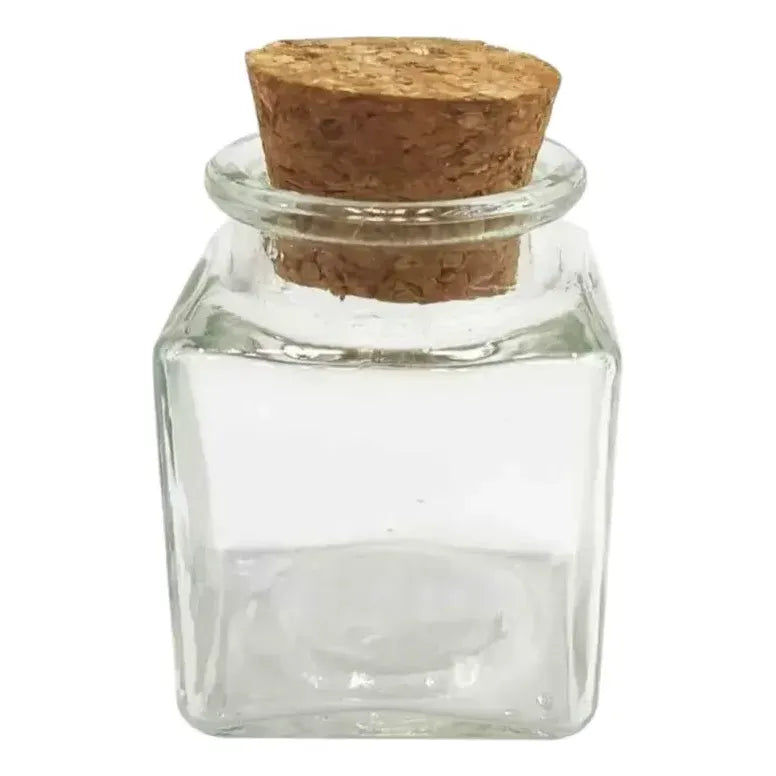 Pack 24 Frascos De Vidrio 50ml Cuadrado Con Tapa De Corcho Transparente