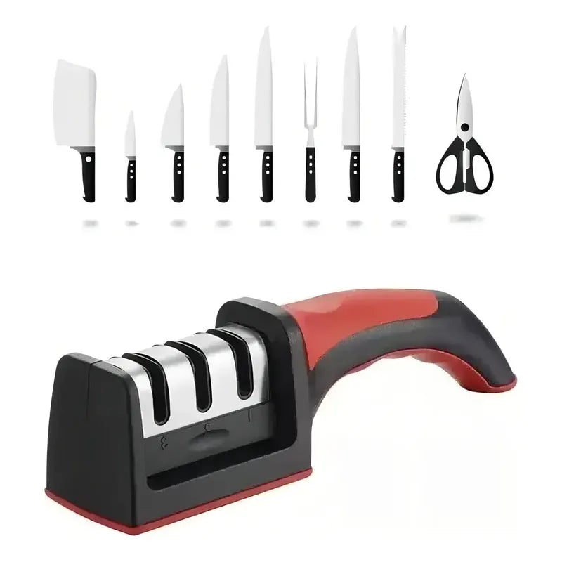 Afilador De Cuchillos Tijeras De 3 Filos De Acero Inoxidable