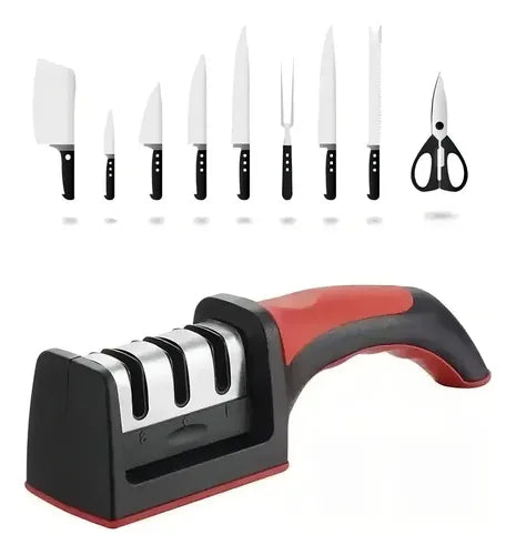 Afilador De Cuchillos Tijeras De 3 Filos De Acero Inoxidable