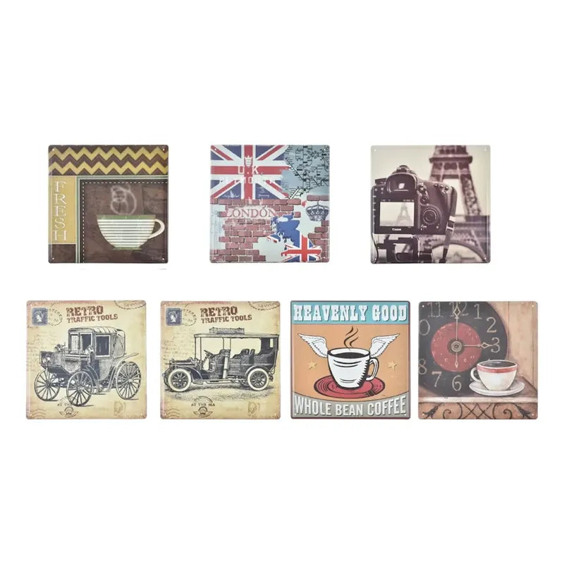 Pack De 6 Cartel De Lata Retro 30x30 Retro