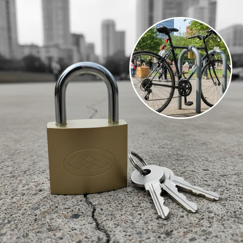 Candado 50mm Dorado Con 3 Llaves Seguridad Reforzado Puerta Dorado