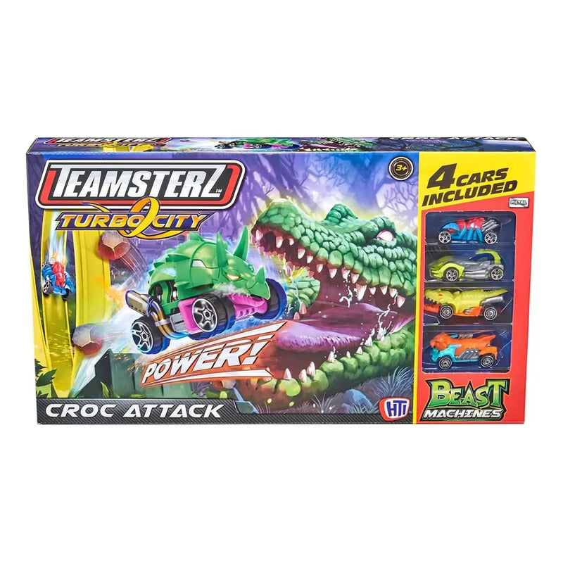 Autos Juguete Pista Teamsterz Croc Attack Metal Machines Verde Oscuro