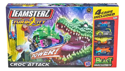 Autos Juguete Pista Teamsterz Croc Attack Metal Machines Verde Oscuro