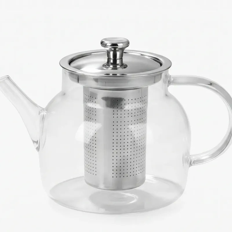 Tetera Infusor De Vidrio Té Infusor Acero Inoxidable 1.5 L Transparente