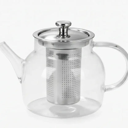 Tetera Infusor De Vidrio Té Infusor Acero Inoxidable 1.5 L Transparente