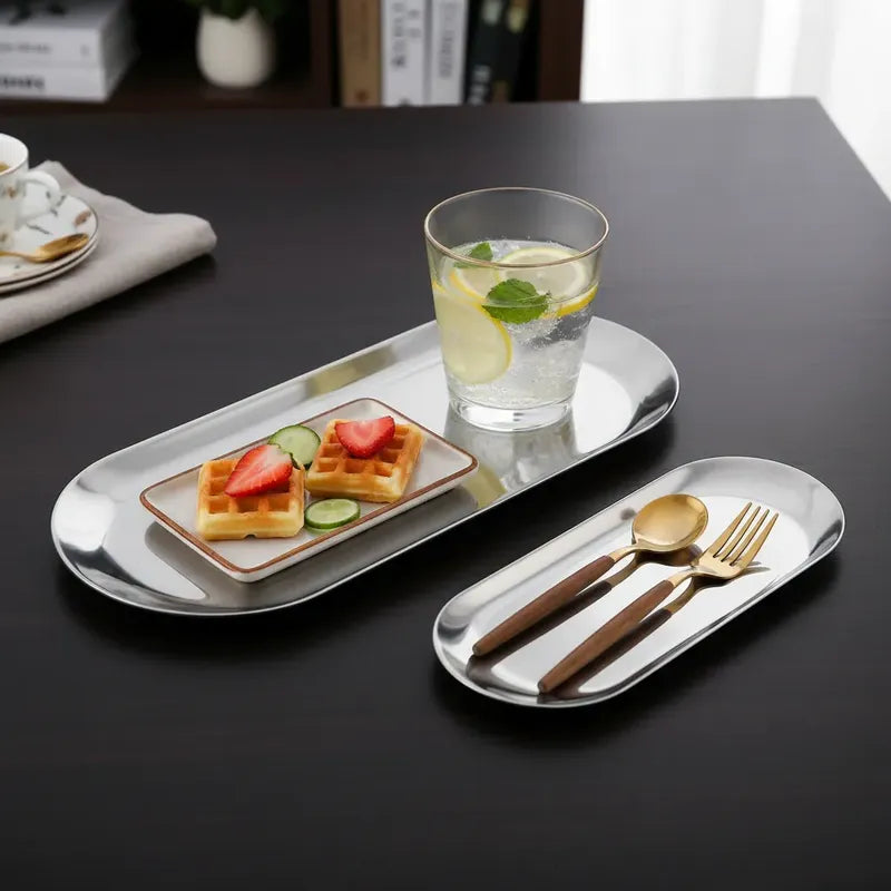 Pack 2 Bandeja Ovalada Acero 26cm Acero Inoxidable