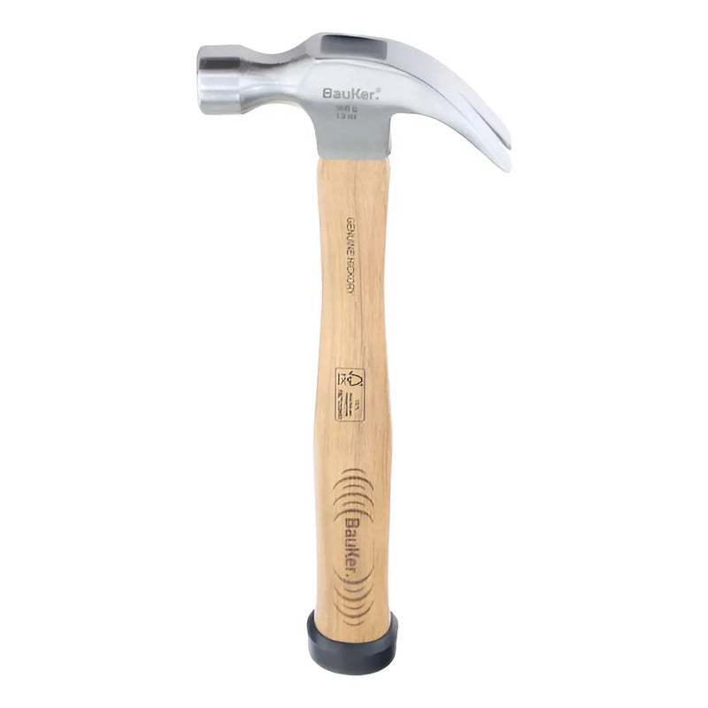 Martillo Carpintero Bauker 13oz Mango Madera Uña Curva 30cm Acero
