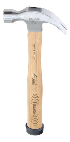 Martillo Carpintero Bauker 13oz Mango Madera Uña Curva 30cm Acero