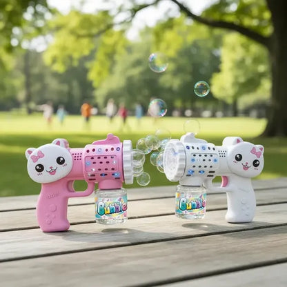 Pistola De Burbujas Para Niños Totalmente Automática Rosa Y Blanco