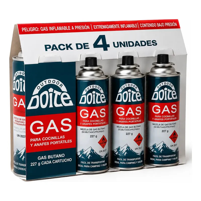 Pack 4 Cartuchos Gas Doite 227 G Para Cocinilla Camping