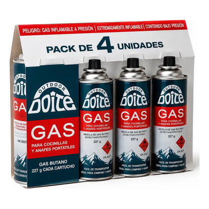 Pack 4 Cartuchos Gas Doite 227 G Para Cocinilla Camping