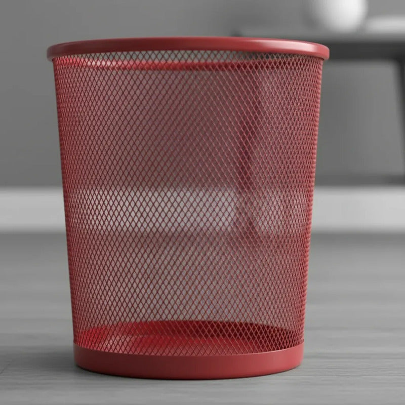 Basurero Metálico De 23 X 27 Cm Rojo