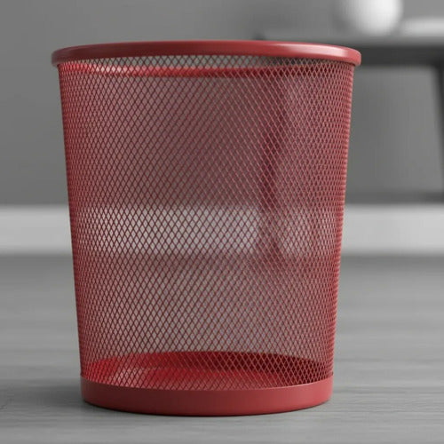 Basurero Metálico De 23 X 27 Cm Rojo