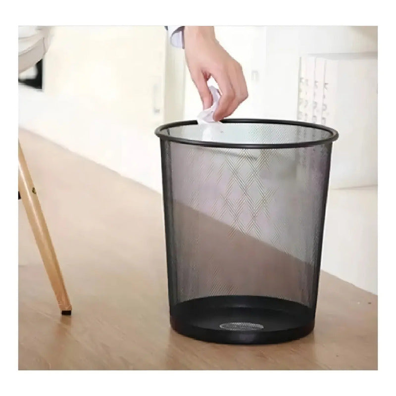 Basurero Papelera Canasta Metálico Para Oficina Dormitorio Color Negro