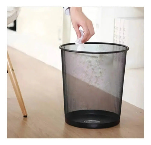 Basurero Papelera Canasta Metálico Para Oficina Dormitorio Color Negro