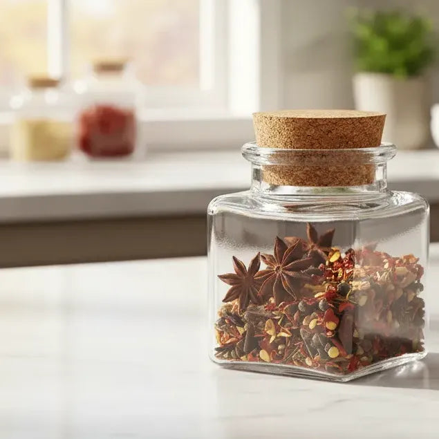 Pack 12 Frascos De Vidrio 50ml Cuadrado Con Tapa De Corcho Trasparente