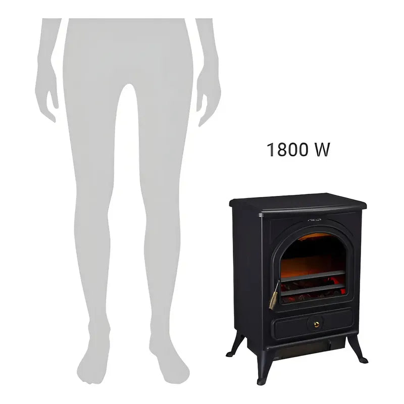 Estufa Eléctrica Recco Chimenea Eléctrica Ptc 1800w Negro