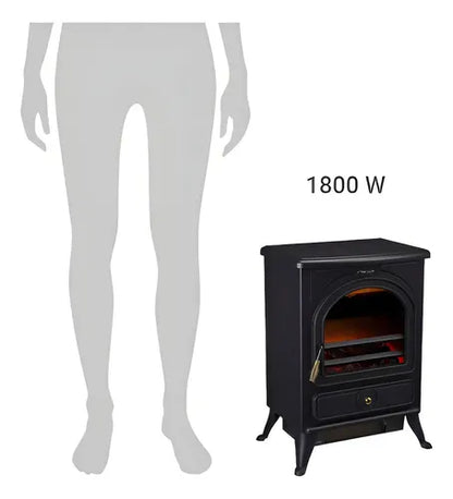 Estufa Eléctrica Calefactor Chimenea Clásica 1800w Aire Forz Negro