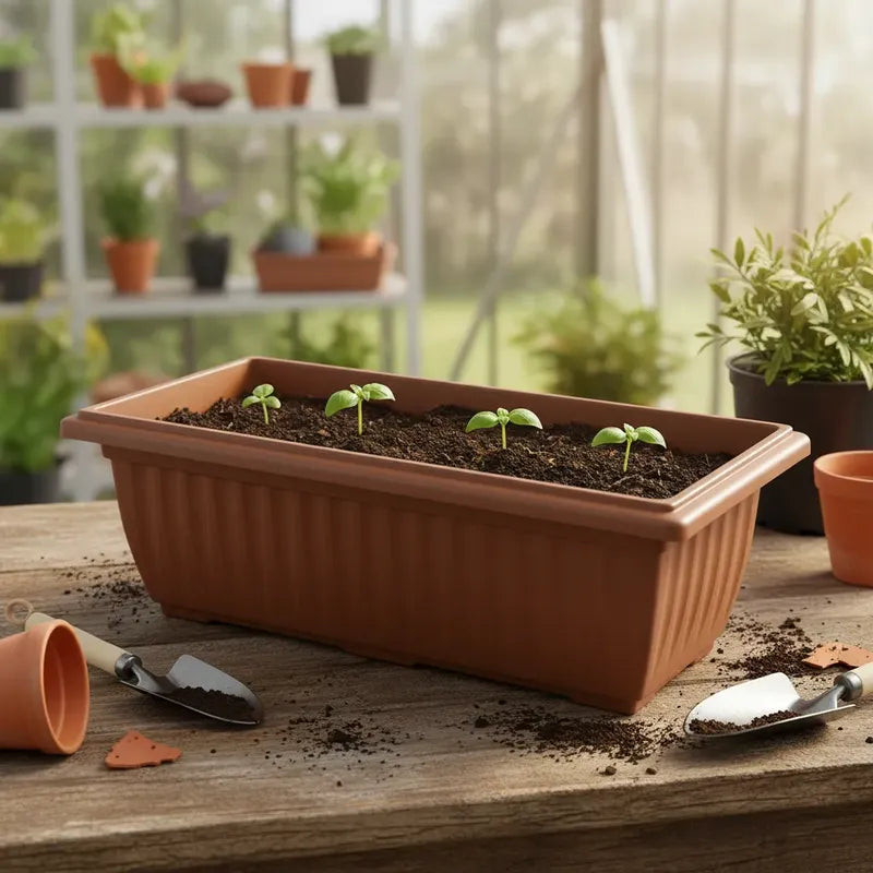 Pack 2 Macetero Tipo Jardinera Colonial. 50cm Bordeo