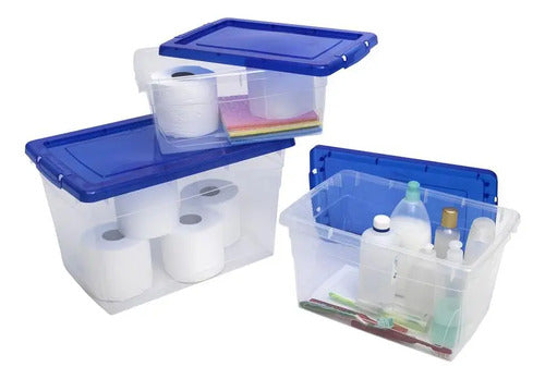 Caja Organizadora 10 Litros Con Tapa Apilable Plástica Multi Blanco