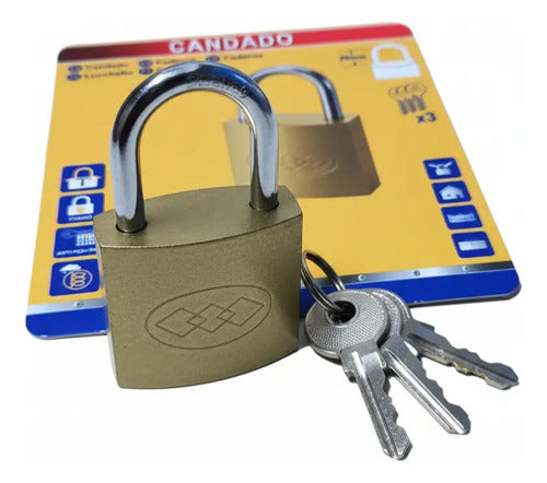 Pack 4 Candados 28mm Con Llaves Seguridad Dorado Mochila Lok Dorado