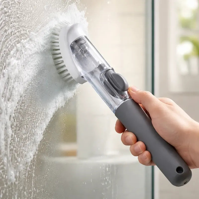 Cepillo Lavaplatos Con Dispensador De Jabón  Gris 23.5cm Gris