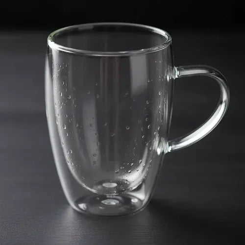 Pack 4 Vasos Doble Fondo 450ml Con Asa 14cm X 9cm Vidrio